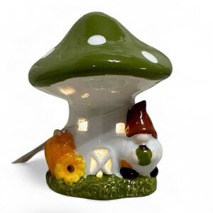 Ceramic Toad Stool - Mushroom Gnome House, Lighted Figurine New
